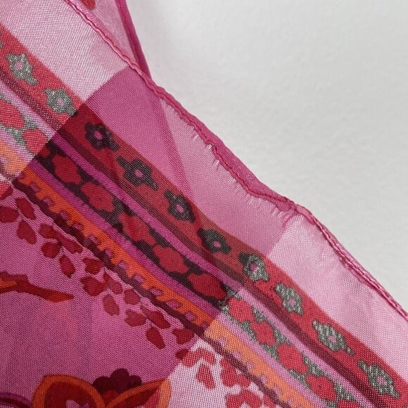 Pink Paisley Long Rectangle Scarf Striped 11”x52” - Picture 4 of 5